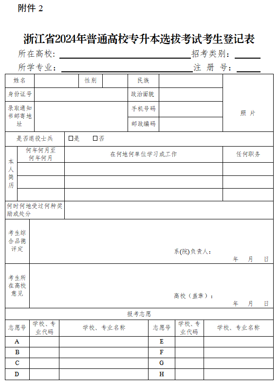 2024年浙江省选拔高职高专毕业生进入本科学习实施细则